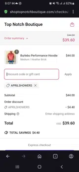 Top Notch Boutique coupon verification screenshot