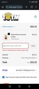 TRICK coupon verification screenshot