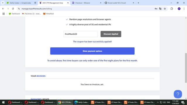 Top Of The Results checkout page showing Top Of The Results promo code box | Screenshot taken by SimplyCodes community member on Jan 24, 2025