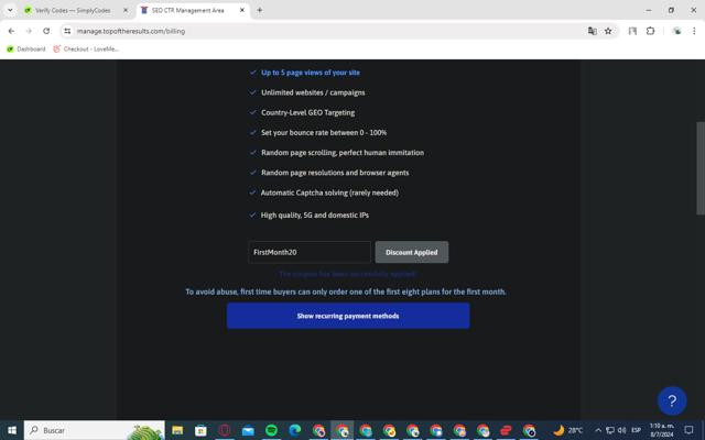 Top Of The Results checkout page showing Top Of The Results promo code box | Screenshot taken by SimplyCodes community member on Jul 8, 2024