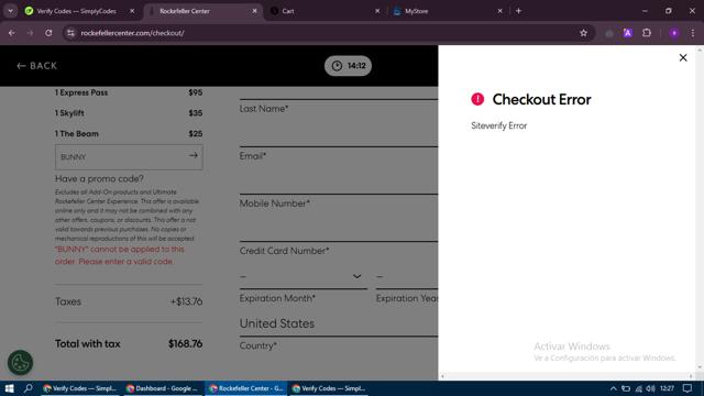Top of The Rock checkout page showing Top of The Rock promo code box | Screenshot taken by SimplyCodes community member on Feb 17, 2025