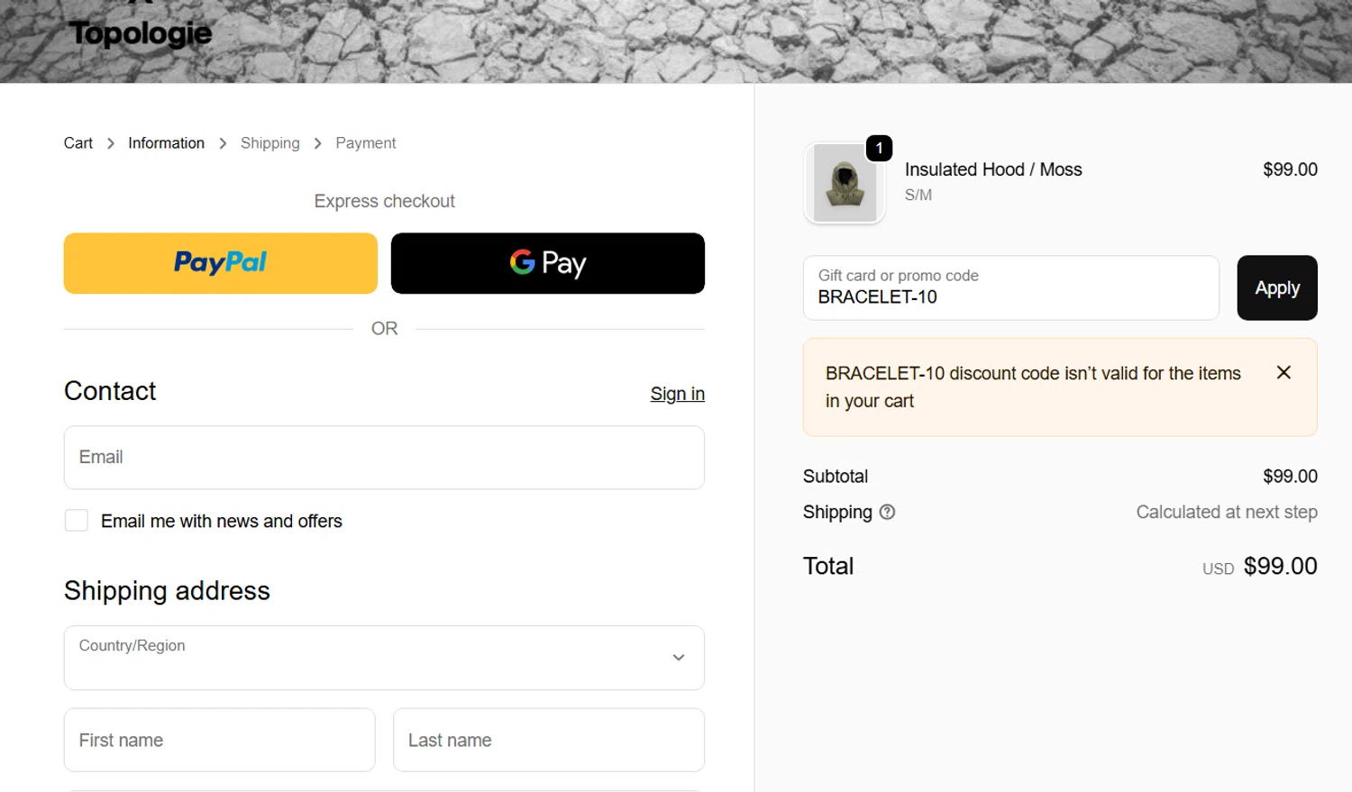 Topologie discount code screenshot showing code BRACELET-10 applied at Topologie checkout page. Uploaded by SimplyCodes community member RichterBelmont on Nov 24, 2025