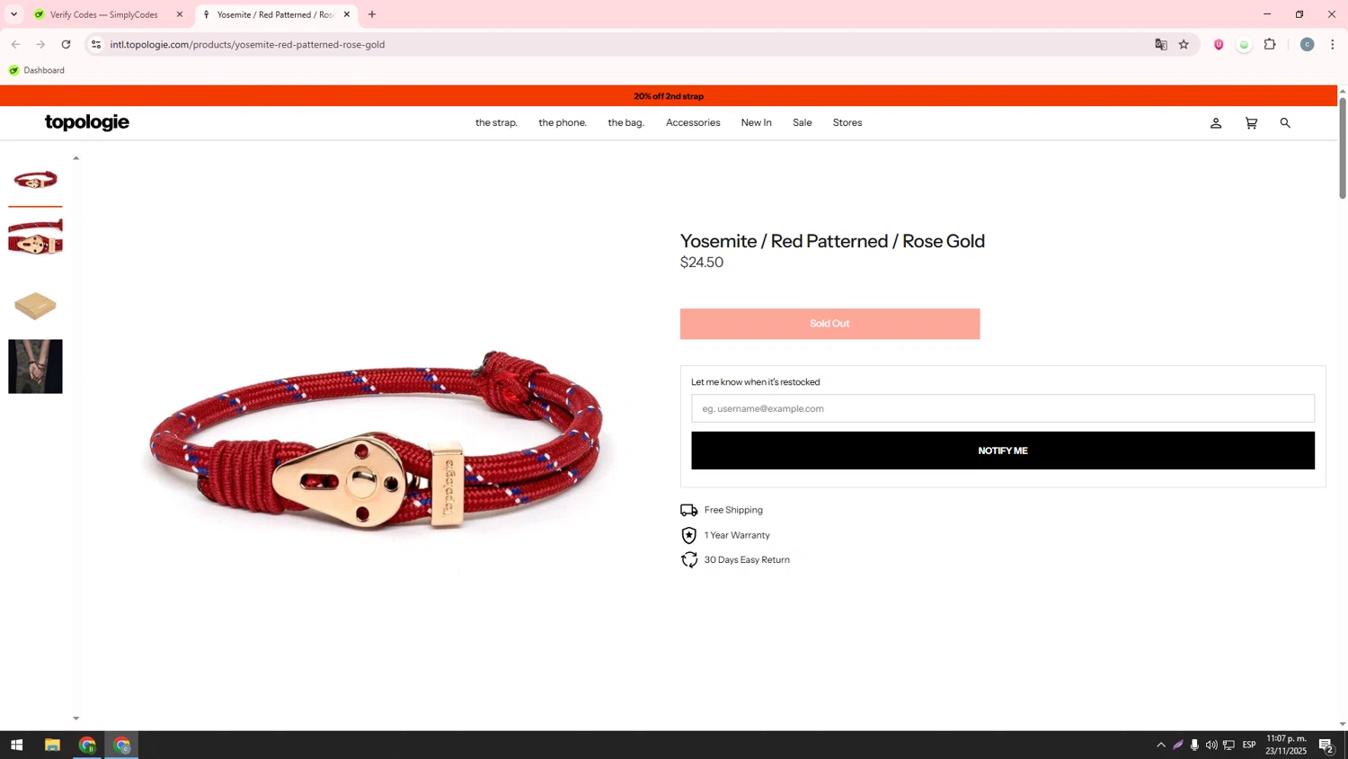 Topologie discount code screenshot showing code BRACELET-10 applied at Topologie checkout page. Uploaded by SimplyCodes community member ValueHawk3038 on Nov 24, 2025