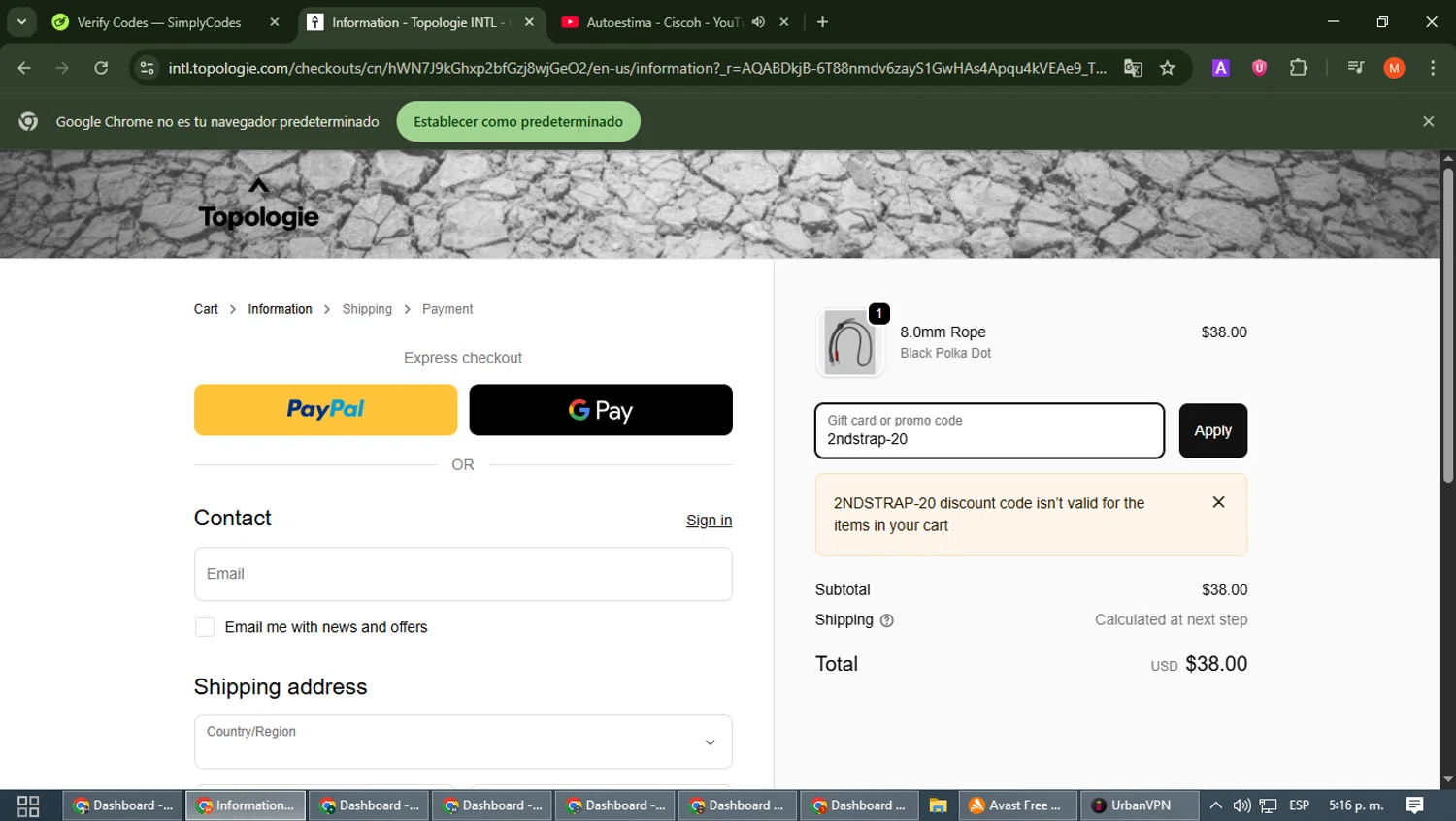 Topologie checkout page showing Topologie discount code box | Screenshot taken by SimplyCodes community member on Jan 6, 2026