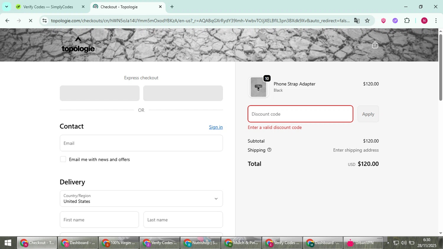 Topologie discount code screenshot showing code review-10 applied at Topologie checkout page. Uploaded by SimplyCodes community member CoinWizard8578 on Nov 28, 2025