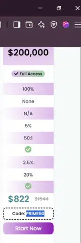 PRIME50 coupon verification screenshot