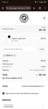 family10 coupon verification screenshot