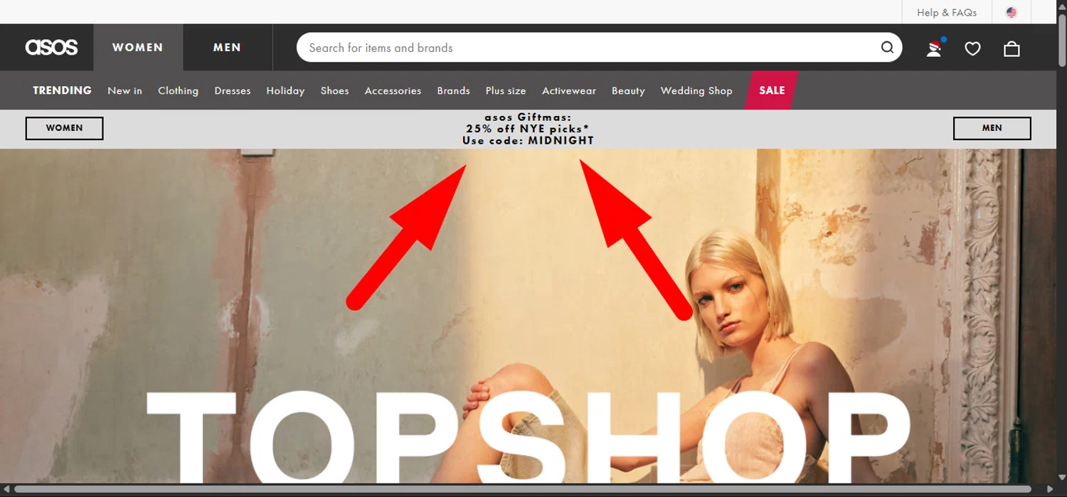 Topshop promo code screenshot showing code MIDNIGHT applied at Topshop checkout page. Uploaded by SimplyCodes community member ______________ on Dec 21, 2025