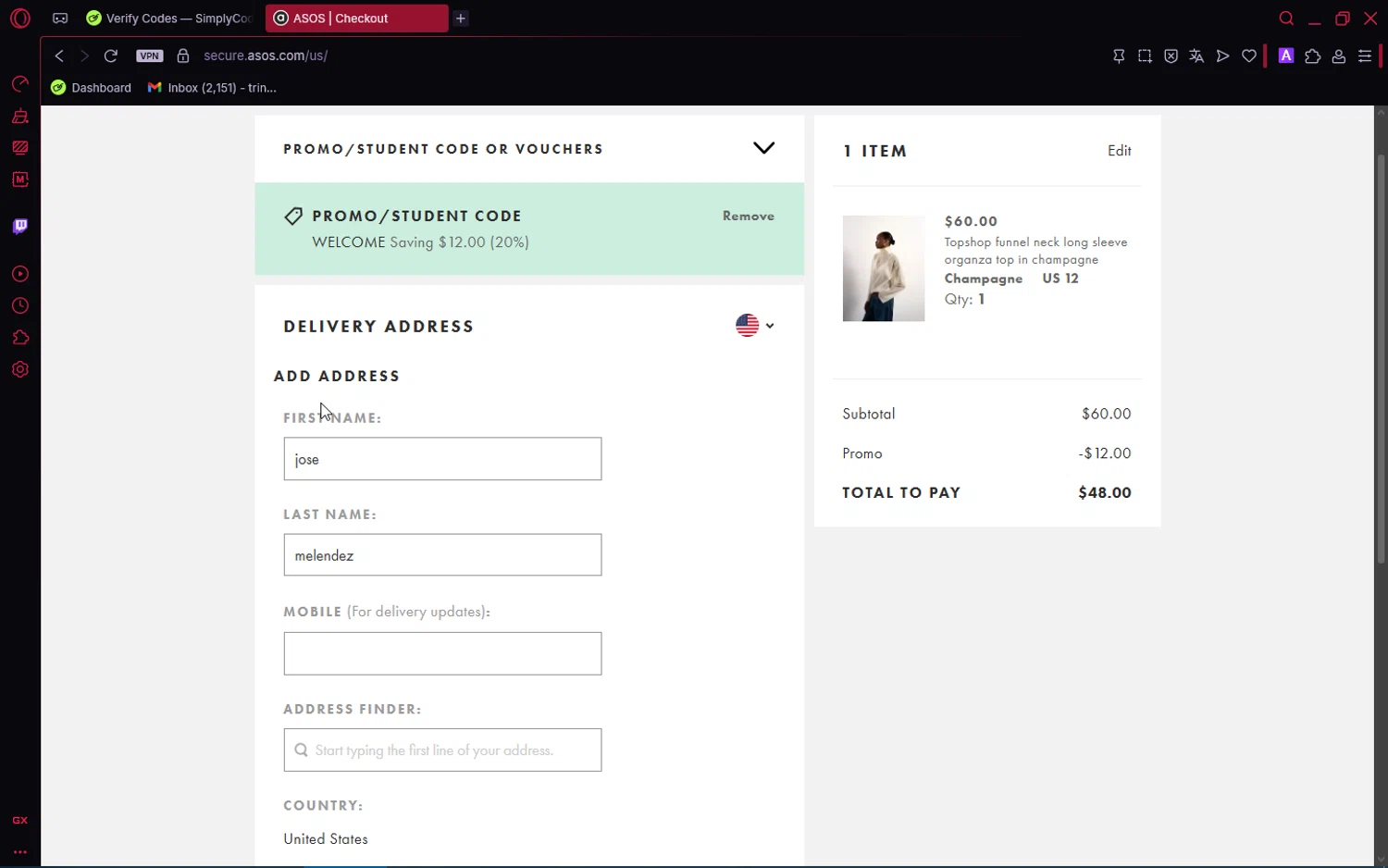 Topshop checkout page showing Topshop promo code box | Screenshot taken by SimplyCodes community member on Feb 16, 2026