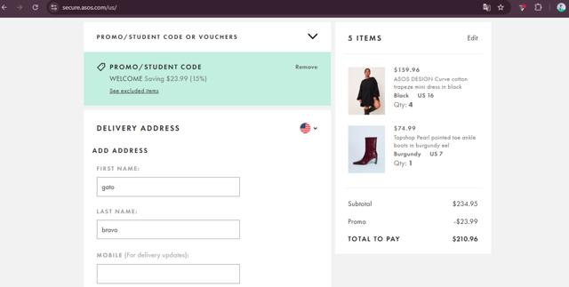 Topshop checkout page showing Topshop promo code box | Screenshot taken by SimplyCodes community member on Sep 28, 2025