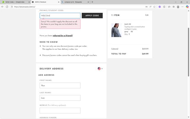 Topshop checkout page showing Topshop promo code box | Screenshot taken by SimplyCodes community member on Sep 28, 2025