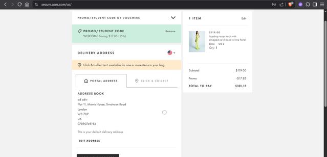 Topshop checkout page showing Topshop promo code box | Screenshot taken by SimplyCodes community member on Sep 24, 2025