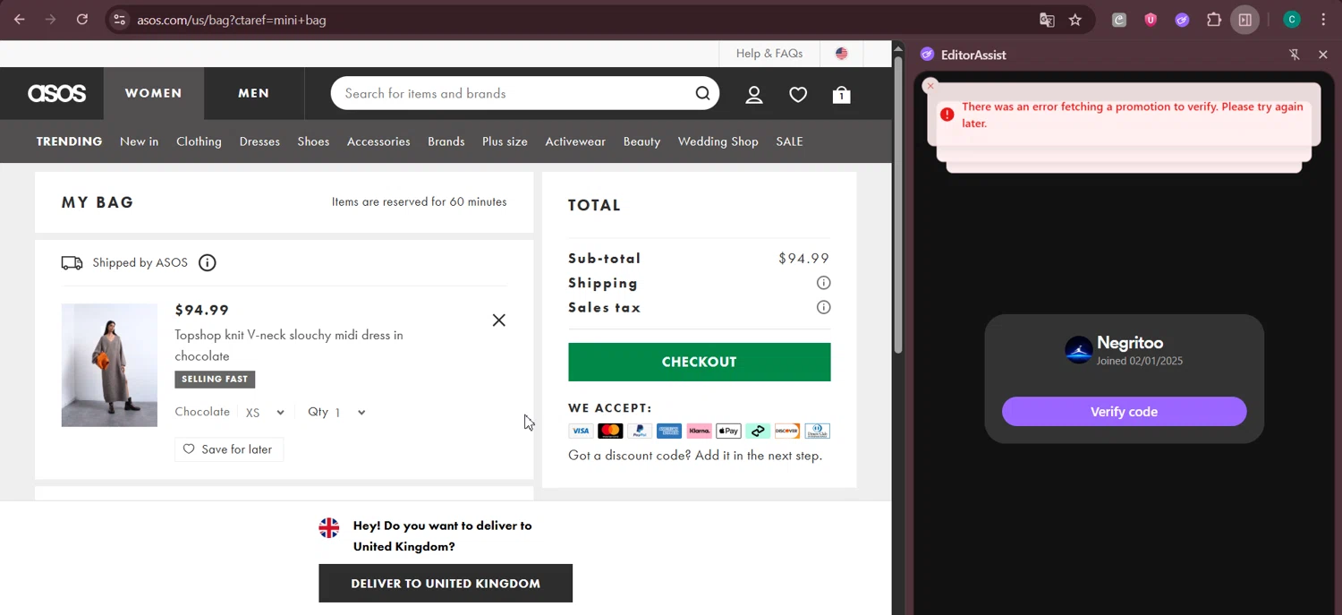 Topshop promo code screenshot showing code NEWHERE applied at Topshop checkout page. Uploaded by SimplyCodes community member Negritoo on Oct 21, 2025