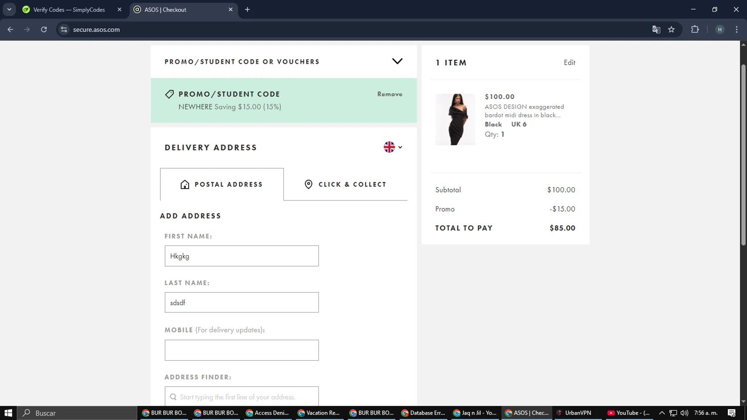 Topshop promo code screenshot showing code NEWHERE applied at Topshop checkout page. Uploaded by SimplyCodes community member SmartMaverick5327 on Jan 27, 2026