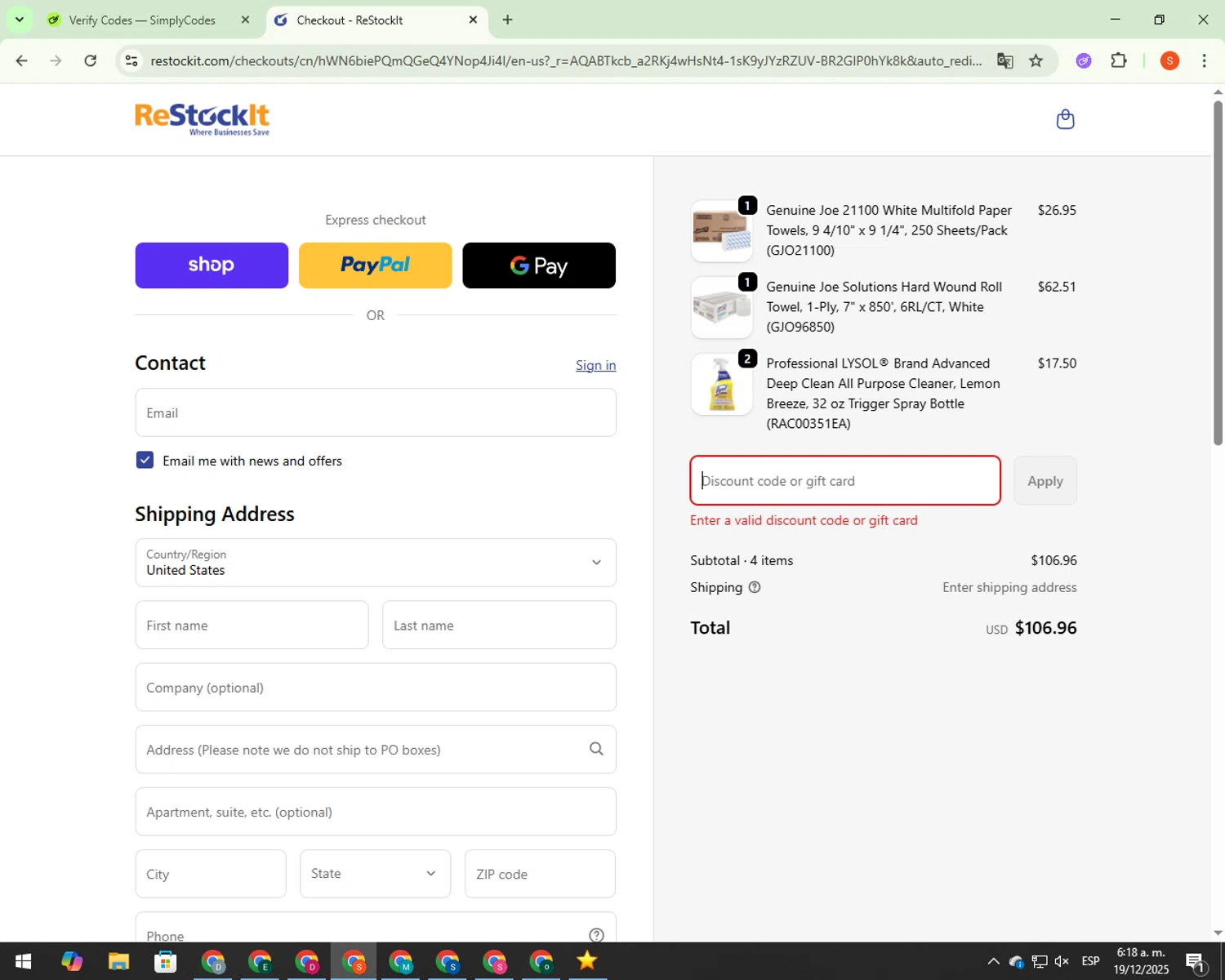 Topshop promo code screenshot showing code more applied at Topshop checkout page. Uploaded by SimplyCodes community member 000012 on Dec 19, 2025