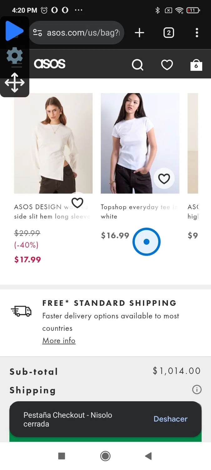 Topshop checkout page showing Topshop promo code box | Screenshot taken by SimplyCodes community member on Jan 22, 2026