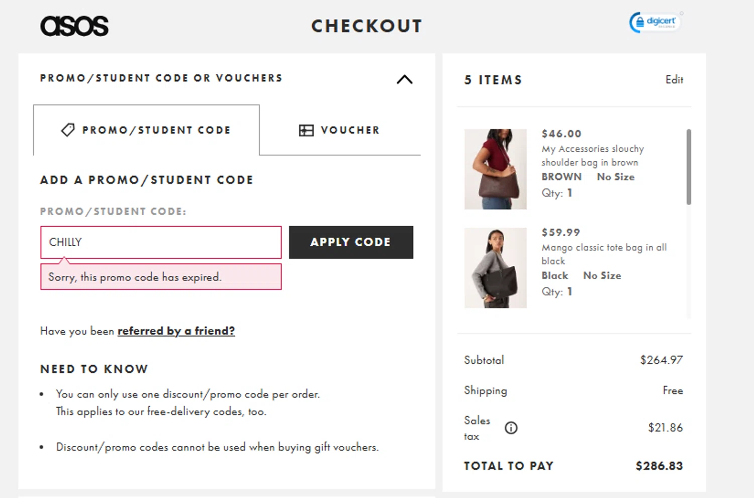 Topshop promo code screenshot showing code CHILLY applied at Topshop checkout page. Uploaded by SimplyCodes community member SwiftShopper8601 on Nov 12, 2025