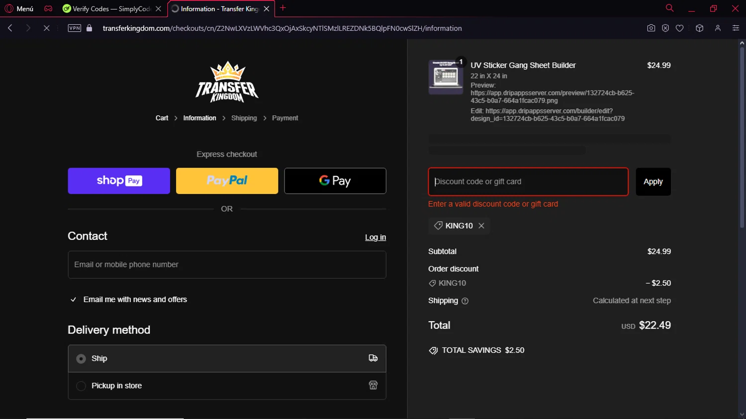 TopspinPro checkout page showing TopspinPro promo code box | Screenshot taken by SimplyCodes community member on Dec 26, 2024