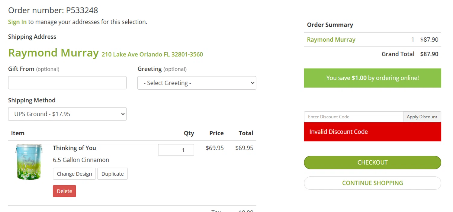 Topsy's Popcorn promo code screenshot showing code MOM applied at Topsy's Popcorn checkout page. Uploaded by SimplyCodes community member SnoopDogg on Jan 31, 2025