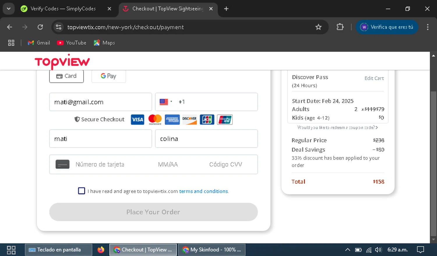 TopView discount code screenshot showing code JENHAVA5 applied at TopView checkout page. Uploaded by SimplyCodes community member wuilmasoncoronado on Feb 23, 2025