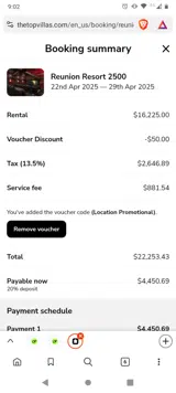REUNION50 coupon verification screenshot