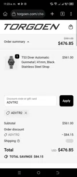 ADVTR2 coupon verification screenshot