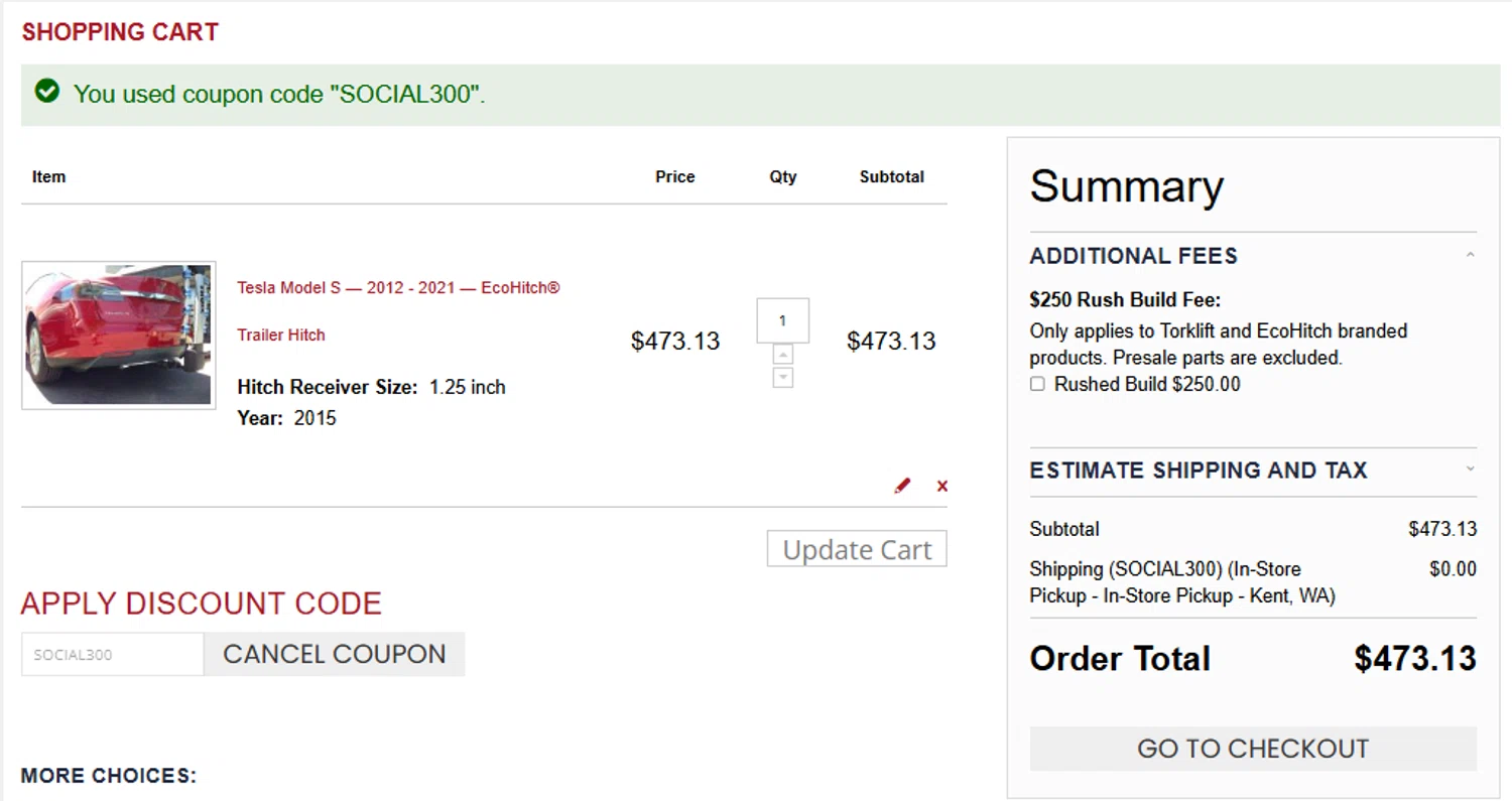 where to use Torklift Central promo code box