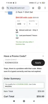 Toronto Maple Leafs Shop coupon verification screenshot