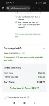Toronto Blue Jays coupon verification screenshot