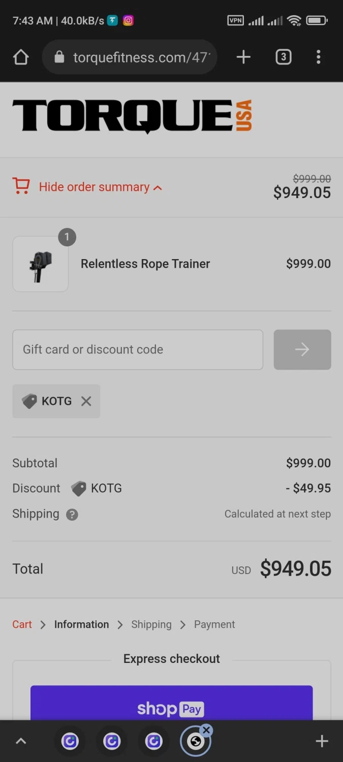 how to use Torque Fitness coupons