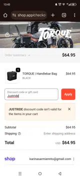 TORQUE MOTORCYCLE CO. coupon verification screenshot