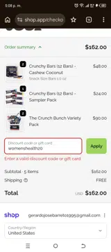 womenshealth20 coupon verification screenshot