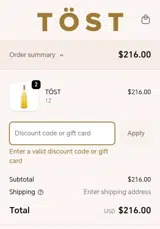 Tost Beverages coupon verification screenshot