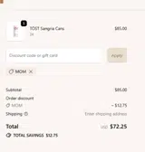 Tost Beverages coupon verification screenshot