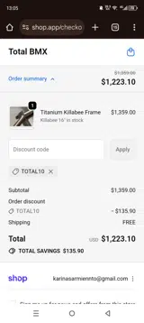 Total Bmx coupon verification screenshot