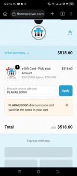 Totally Thomas Town coupon verification screenshot