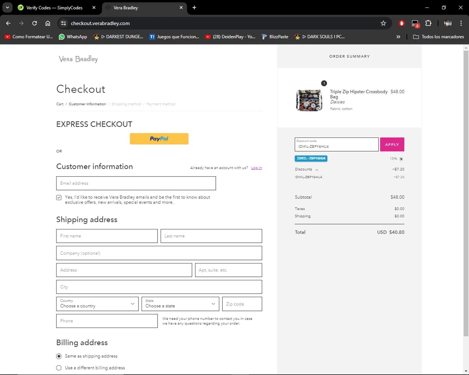 how to use Vera Bradley coupons