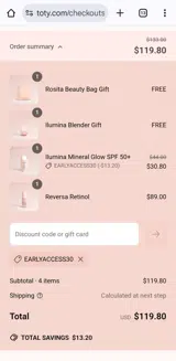 EARLYACCESS30 coupon verification screenshot