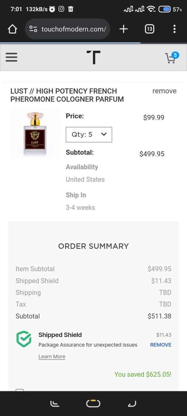 TouchOfModern checkout page showing TouchOfModern promo code box | Screenshot taken by SimplyCodes community member on Jul 27, 2024