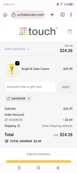 SAVENOW coupon verification screenshot