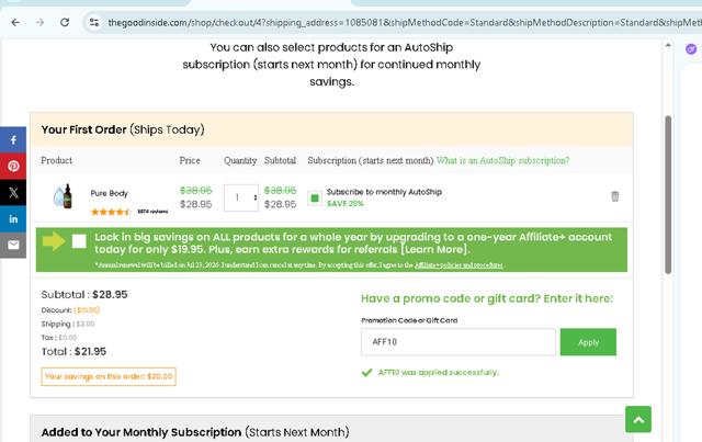 Touchstone Essentials checkout page showing Touchstone Essentials promo code box | Screenshot taken by SimplyCodes community member on Jul 23, 2025