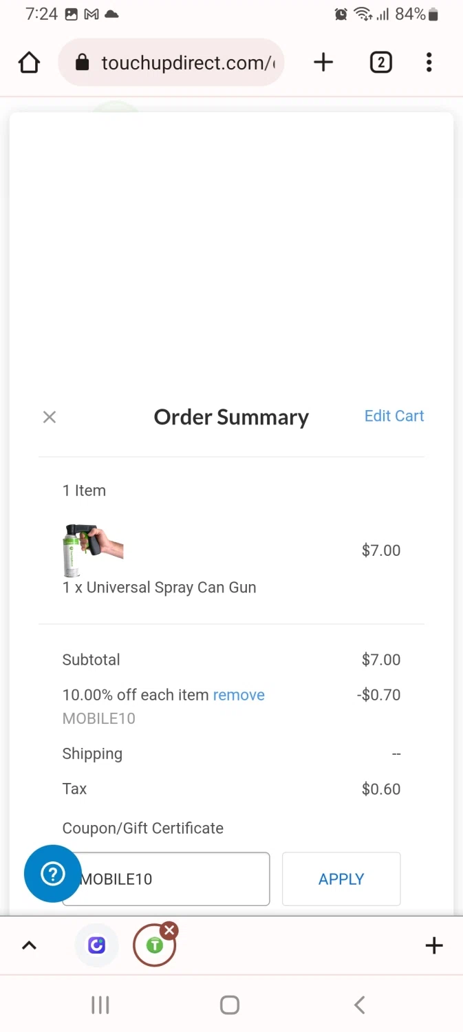 where to use Touchupdirect promo code box