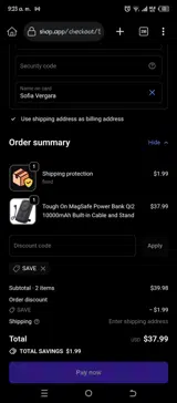 SAVE coupon verification screenshot