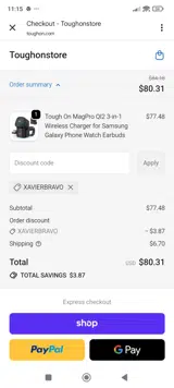 XAVIERBRAVO coupon verification screenshot