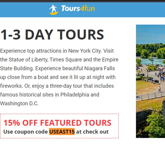 Tours4Fun checkout page showing Tours4Fun promo code box | Screenshot taken by SimplyCodes community member on Jul 12, 2025
