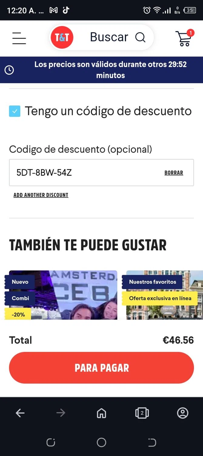 where to use Tours & Tickets promo code box