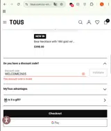 WELCOME2605 coupon verification screenshot