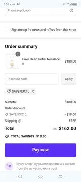 SAVENOX10 coupon verification screenshot