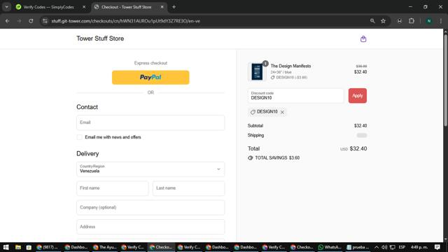 Tower checkout page showing Tower promo code box | Screenshot taken by SimplyCodes community member on Sep 15, 2025