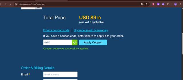 Tower checkout page showing Tower promo code box | Screenshot taken by SimplyCodes community member on Jun 6, 2025
